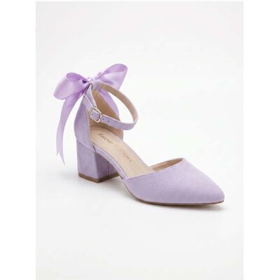 Forever & Always Arielle Schleife Knöchelriemen Blockabsatz Pumps Lila EU40 Forever & Always Arielle Schleife Knöchelriemen Blockabsatz Pumps Lila EU40