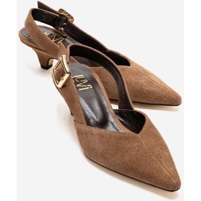 Forever & Always Dioris Leder-Slingback-Kitten-Heel-Pumps Braun EU 38 Forever & Always Dioris Leder-Slingback-Kitten-Heel-Pumps Braun EU 38