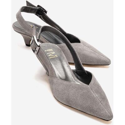 Forever & Always Dioris Leder-Slingback-Kitten-Heel-Pumps Grau US 39 Forever & Always Dioris Leder-Slingback-Kitten-Heel-Pumps Grau US 39