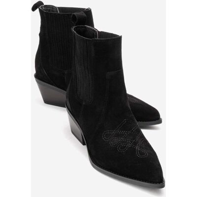 Forever & Always Julieta Leder-Blockabsatz Western-Stiefel (Damen) Schwarz EU 37 Forever & Always Julieta Leder-Blockabsatz Western-Stiefel (Damen) Schwarz EU 37