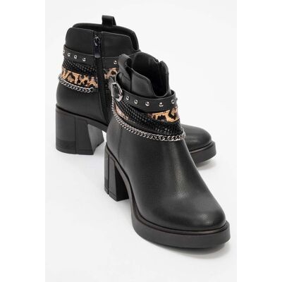 Prologue Boliva Schnalle Kette Blockabsatz Stiefel (Damen) Schwarz EU 37 Prologue Boliva Schnalle Kette Blockabsatz Stiefel (Damen) Schwarz EU 37