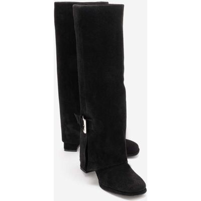 Forever & Always Lojo Leder Blockabsatz Stiefel (Damen) Schwarz EU 38 Forever & Always Lojo Leder Blockabsatz Stiefel (Damen) Schwarz EU 38