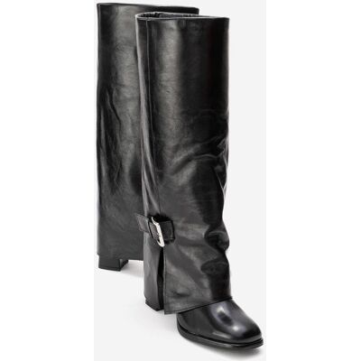 Forever & Always Lojo Leder Blockabsatz Stiefel (Damen) Schwarz US 39 Forever & Always Lojo Leder Blockabsatz Stiefel (Damen) Schwarz US 39
