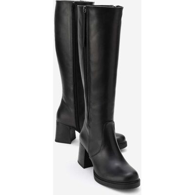 Forever & Always Lensa Leder Blockabsatz Stiefel (Damen) Schwarz EU 36 Forever & Always Lensa Leder Blockabsatz Stiefel (Damen) Schwarz EU 36
