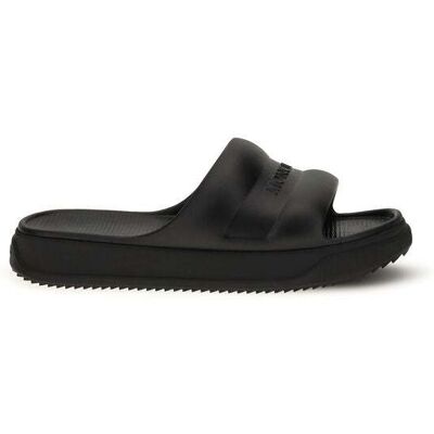 Moncler Schwarze Gummi Flache Sandalen Schwarz EU 36 Moncler Schwarze Gummi Flache Sandalen Schwarz EU 36