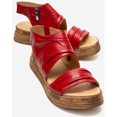 Forever & Always Lunas Leder Side-Zip Flach Absatz Sandale Rot EU 37 Forever & Always Lunas Leder Side-Zip Flach Absatz Sandale Rot EU 37