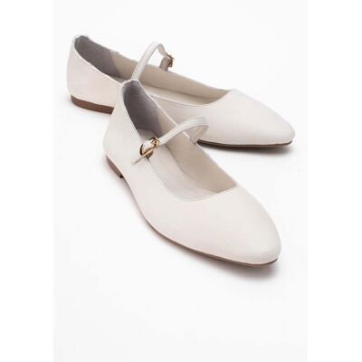 Forever & Always Lara Leder Mary Jane Flache Schuhe Ekru EU 38 Forever & Always Lara Leder Mary Jane Flache Schuhe Ekru EU 38