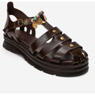 Forever & Always Solis Leder-Sandale mit Perlen Schokolade EU 38 Forever & Always Solis Leder-Sandale mit Perlen Schokolade EU 38