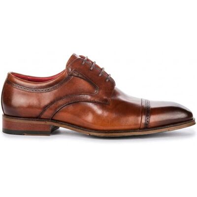 Justin Reess Herren polierte braune Leder-Cap-Toe-Derby-Schuhe – Everett Dunkelbraun EU43 Justin Reess Herren polierte braune Leder-Cap-Toe-Derby-Schuhe – Everett Dunkelbraun EU43