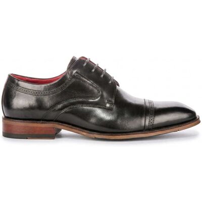 Justin Reess Herren polierte schwarze Leder-Cap-Toe-Derby-Schuhe – Everett Schwarz EU42 Justin Reess Herren polierte schwarze Leder-Cap-Toe-Derby-Schuhe – Everett Schwarz EU42