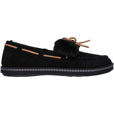 Skechers - Schleife Mokassin-Hausschuhe für Damen, Mit Kunstpelz-Besatz (Schwarz) Schwarz EU 38 / UK 5 Skechers - Schleife Mokassin-Hausschuhe für Damen, Mit Kunstpelz-Besatz (Schwarz) Schwarz EU 38 / UK 5