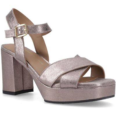 Hush Puppies Ophelia Leder Absatz Wildleder Damen Sandalen in Silber Slim Fit Metallisch EU 38 / UK 5 Hush Puppies Ophelia Leder Absatz Wildleder Damen Sandalen in Silber Slim Fit Metallisch EU 38 / UK 5