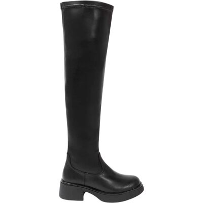 Miso - Wasserstiefel für Damen, Kunststoff, Low Block Heel (Schwarz) Schwarz EU 38 / UK 5 Miso - Wasserstiefel für Damen, Kunststoff, Low Block Heel (Schwarz) Schwarz EU 38 / UK 5