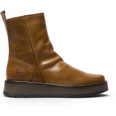 Fly London Damen beige Leder-Reißverschluss-Plateau-Stiefel – RENO053FLY Bräunen US 39 Fly London Damen beige Leder-Reißverschluss-Plateau-Stiefel – RENO053FLY Bräunen US 39