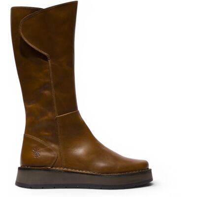 Fly London Damen beige Lederstiefel mit hohem Pull-On – RHEA042 Bräunen EU40 Fly London Damen beige Lederstiefel mit hohem Pull-On – RHEA042 Bräunen EU40