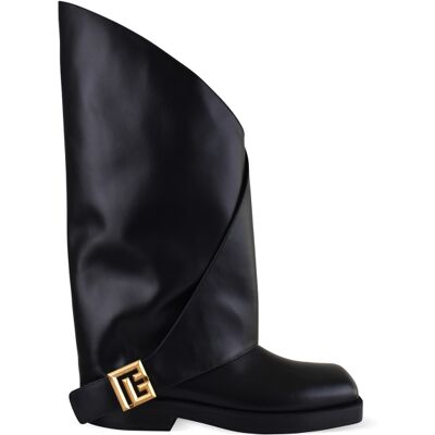 Balmain Flache Stiefel mit gedrehtem Schaft Schwarz Schwarz EU 36 Balmain Flache Stiefel mit gedrehtem Schaft Schwarz Schwarz EU 36