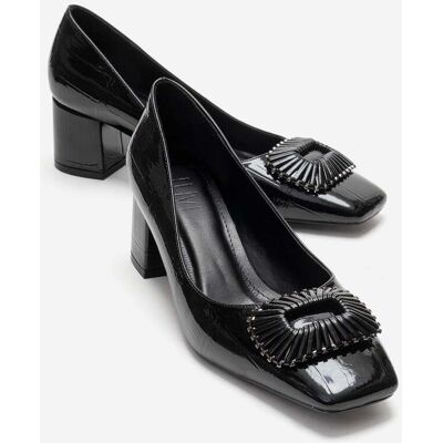 Prologue Velora Schnalle Eckige Zehenpartie Blockabsatz Pumps (Damen) Schwarz EU 38 Prologue Velora Schnalle Eckige Zehenpartie Blockabsatz Pumps (Damen) Schwarz EU 38