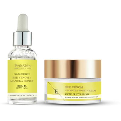 Erth Skin London Bienengift + Manuka Honig Creme & Serumöl - Hautpflege Duo Erth Skin London Bienengift + Manuka Honig Creme & Serumöl - Hautpflege Duo