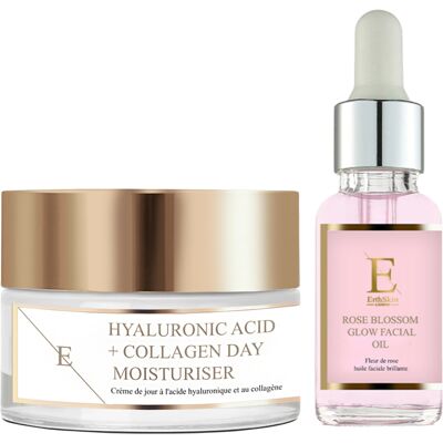 Erth Skin London Rose Blossom Glow Gesichtsöl 30ml + Hyaluronsäure & Kollagen Tagescreme 50ml Einheitsgröße Erth Skin London Rose Blossom Glow Gesichtsöl 30ml + Hyaluronsäure & Kollagen Tagescreme 50ml Einheitsgröße