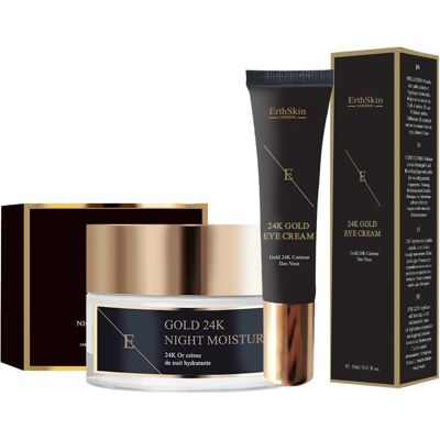 Erth Skin London Anti-Falten-Nachtcreme 24K Gold + Unter-Augen-Creme - Nachtpflege-Set Erth Skin London Anti-Falten-Nachtcreme 24K Gold + Unter-Augen-Creme - Nachtpflege-Set