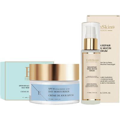 Erth Skin London Skin Repair Schneckenschleim-Set: Serum 60 ml + Hyaluronsäure-Tagcreme SPF 30 50 ml Einheitsgröße Erth Skin London Skin Repair Schneckenschleim-Set: Serum 60 ml + Hyaluronsäure-Tagcreme SPF 30 50 ml Einheitsgröße
