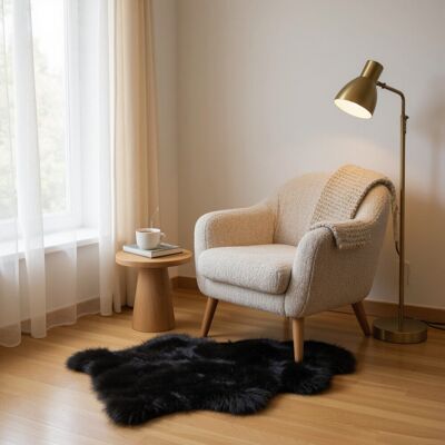Infinity Leather Echter schwarzer Schaffell-Teppich, seidig, natürlich, weich und flauschig, echte Wolle Schwarz Einheitsgröße Infinity Leather Echter schwarzer Schaffell-Teppich, seidig, natürlich, weich und flauschig, echte Wolle Schwarz Einheitsgröße