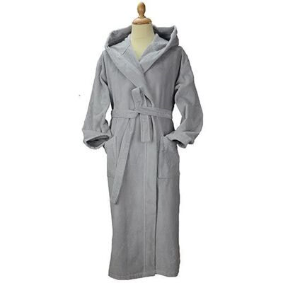 ARTG - "Deluxe" Morgenmantel für Damen, mit Kapuze, Velours (Hellgrau) Grau S/M ARTG - "Deluxe" Morgenmantel für Damen, mit Kapuze, Velours (Hellgrau) Grau S/M