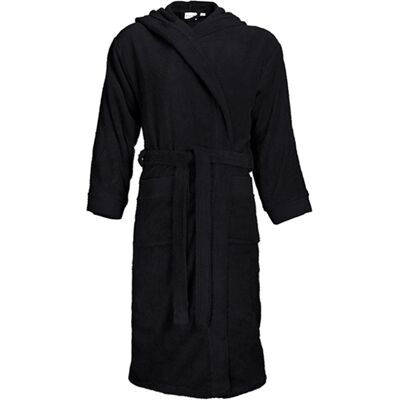 The One Towelling - Morgenmantel für Herren/Damen Unisex, mit Kapuze (Schwarz) Schwarz S/M The One Towelling - Morgenmantel für Herren/Damen Unisex, mit Kapuze (Schwarz) Schwarz S/M