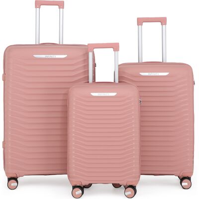 Infinity Leather Hartschalen-Klassiker-Kofferset in Rosa mit 8 Rollen, TSA-Gepäckkoffer für Urlaub und Reisen Rosa M Infinity Leather Hartschalen-Klassiker-Kofferset in Rosa mit 8 Rollen, TSA-Gepäckkoffer für Urlaub und Reisen Rosa M