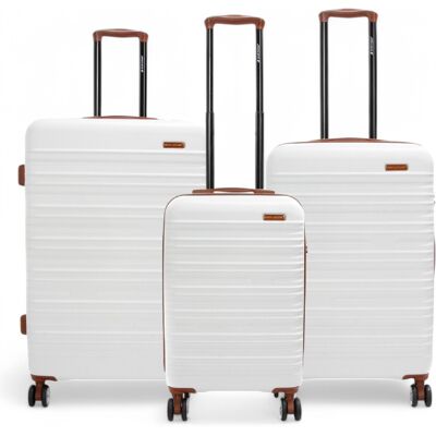 Infinity Leather Erweiterbarer cremeweißer Hartschalenkoffer aus ABS mit 8 Rollen, robuster Reisekoffer, Urlaubsgepäck Creme M Infinity Leather Erweiterbarer cremeweißer Hartschalenkoffer aus ABS mit 8 Rollen, robuster Reisekoffer, Urlaubsgepäck Creme M