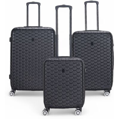 Infinity Leather Erweiterbarer schwarzer Hartschalen-ABS-Koffer mit 8 Rädern, Reisegepäck, Kabine, Urlaubstaschen Schwarz M Infinity Leather Erweiterbarer schwarzer Hartschalen-ABS-Koffer mit 8 Rädern, Reisegepäck, Kabine, Urlaubstaschen Schwarz M
