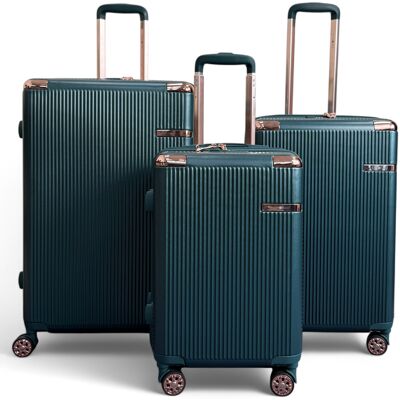 Infinity Leather Erweiterbarer dunkelgrüner Hartschalenkoffer mit 8 Rädern, Reisegepäck, Kabinenkoffer Grün S Infinity Leather Erweiterbarer dunkelgrüner Hartschalenkoffer mit 8 Rädern, Reisegepäck, Kabinenkoffer Grün S