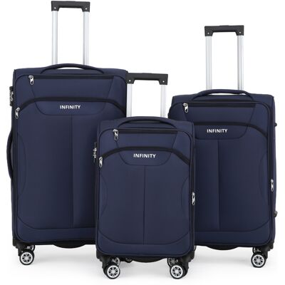 Infinity Leather Blauer Weichschalenkoffer mit 8 Rollen, Gepäckset, Reisegepäck, TSA, leichtes Handgepäck, Kabinentasche Marine Einheitsgröße Infinity Leather Blauer Weichschalenkoffer mit 8 Rollen, Gepäckset, Reisegepäck, TSA, leichtes Handgepäck, Kabinentasche Marine Einheitsgröße