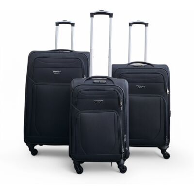 Infinity Leather Reisekoffer-Set aus weichem, leichtem Nylon mit 4 Rädern, Urlaubskoffer Schwarz Einheitsgröße Infinity Leather Reisekoffer-Set aus weichem, leichtem Nylon mit 4 Rädern, Urlaubskoffer Schwarz Einheitsgröße
