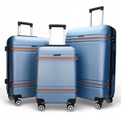 Infinity Leather Hartschalen-Kabinenkoffer-Set Blau Marine Robustes ABS Leichtgewicht Reisegepäck Urlaubstasche Blau M Infinity Leather Hartschalen-Kabinenkoffer-Set Blau Marine Robustes ABS Leichtgewicht Reisegepäck Urlaubstasche Blau M