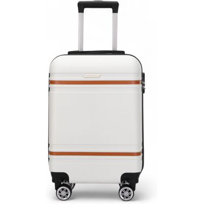 Infinity Leather Hartschalen-Creme-Weiß-Kabinenkoffer Robustes ABS Leichtgewicht Reisegepäck Urlaubstasche Beige S Infinity Leather Hartschalen-Creme-Weiß-Kabinenkoffer Robustes ABS Leichtgewicht Reisegepäck Urlaubstasche Beige S