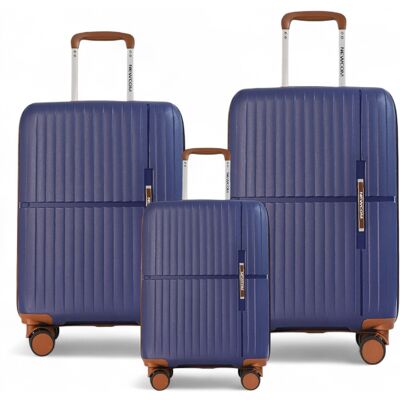 Infinity Leather Hartschalenkoffer Marineblau Robuster 8-Rad-Handgepäck-Reisekoffer für den Urlaub Blau L Infinity Leather Hartschalenkoffer Marineblau Robuster 8-Rad-Handgepäck-Reisekoffer für den Urlaub Blau L