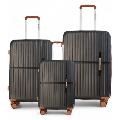 Infinity Leather Hartschalenkoffer Schwarz Robuster 8-Rad-Handgepäck-Reisekoffer für den Urlaub Schwarz S Infinity Leather Hartschalenkoffer Schwarz Robuster 8-Rad-Handgepäck-Reisekoffer für den Urlaub Schwarz S