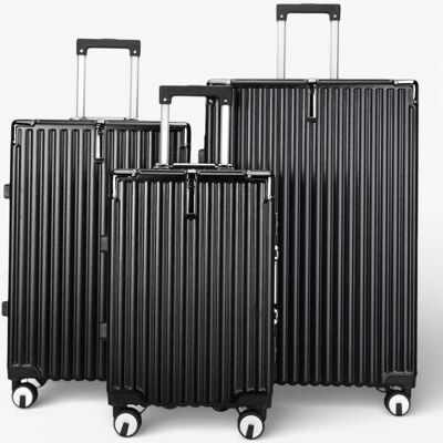 Infinity Leather Schwarzer Hardshell-Koffer Dual 4-Wheel ABS Gepäck Kabinenkoffer Schwarz S Infinity Leather Schwarzer Hardshell-Koffer Dual 4-Wheel ABS Gepäck Kabinenkoffer Schwarz S