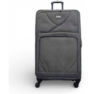 Infinity Leather Softshell, leichter grauer Nylon-Reisekoffer mit vier Rädern, Holiday Extra Large Koffer Grau XL Infinity Leather Softshell, leichter grauer Nylon-Reisekoffer mit vier Rädern, Holiday Extra Large Koffer Grau XL