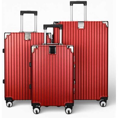 Infinity Leather Red Hardshell Doppel-4-Rad-ABS-Gepäckwagen Hartschalen-Koffer-Set Rot Einheitsgröße Infinity Leather Red Hardshell Doppel-4-Rad-ABS-Gepäckwagen Hartschalen-Koffer-Set Rot Einheitsgröße