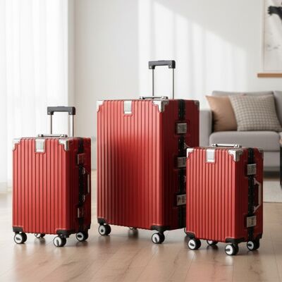 Infinity Leather Red Hardshell Doppel-4-Rad-ABS-Gepäckwagen Hartschalen-Koffer-Set Rot Einheitsgröße Infinity Leather Red Hardshell Doppel-4-Rad-ABS-Gepäckwagen Hartschalen-Koffer-Set Rot Einheitsgröße
