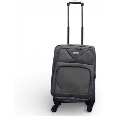 Infinity Leather Softshell, leichter grauer Nylon-Reisekoffer mit vier Rädern, Urlaubskoffer, Kabinenkoffer Grau S Infinity Leather Softshell, leichter grauer Nylon-Reisekoffer mit vier Rädern, Urlaubskoffer, Kabinenkoffer Grau S