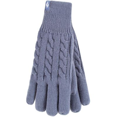 Heat Holders Damen Kabelstrick 2.3 Tog Fleecegefütterte Thermo-Handschuhe für den Winter Blau M/L Heat Holders Damen Kabelstrick 2.3 Tog Fleecegefütterte Thermo-Handschuhe für den Winter Blau M/L
