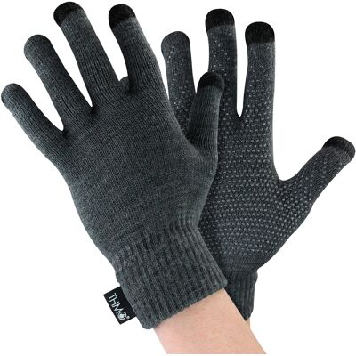 THMO Herren Touchscreen-Handschuhe mit Griffen Grau Einheitsgröße THMO Herren Touchscreen-Handschuhe mit Griffen Grau Einheitsgröße