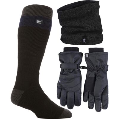Heat Holders Herren Ski Set: Halswärmer, Handschuhe & Thermo-Ski-Socken Wintersportbekleidung Schwarz L/XL Heat Holders Herren Ski Set: Halswärmer, Handschuhe & Thermo-Ski-Socken Wintersportbekleidung Schwarz L/XL