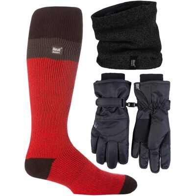 Heat Holders Herren Ski Set: Halswärmer, Handschuhe & Thermo-Ski-Socken Winterbekleidung Rot L/XL Heat Holders Herren Ski Set: Halswärmer, Handschuhe & Thermo-Ski-Socken Winterbekleidung Rot L/XL