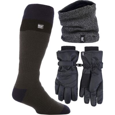 Heat Holders Herren Ski Set: Nackenwärmer, Handschuhe & Thermo-Ski-Socken Winterbekleidung Grau S/M Heat Holders Herren Ski Set: Nackenwärmer, Handschuhe & Thermo-Ski-Socken Winterbekleidung Grau S/M