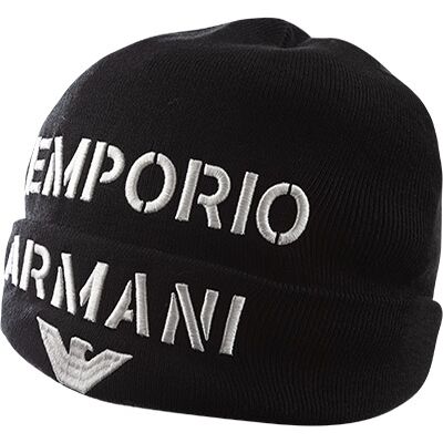 Giorgio Armani EMPORIO ARMANI Herren Mütze schwarz Schurwolle schwarz L male Giorgio Armani EMPORIO ARMANI Herren Mütze schwarz Schurwolle schwarz L male