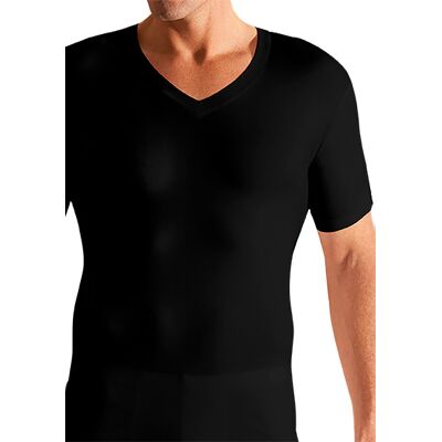 Novila Herren T-Shirt schwarz Baumwolle unifarben schwarz 4 (S) male Novila Herren T-Shirt schwarz Baumwolle unifarben schwarz 4 (S) male